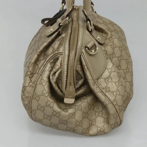 GUCCI GG Canvas Guccissima Tote Bag Leather 2way Gold Tone 223974 Auth BA1506